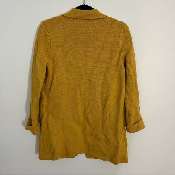 Talbots Wool Blend Open Front Mustard Pocketed Knit Coatigan - Picture 8 of 8